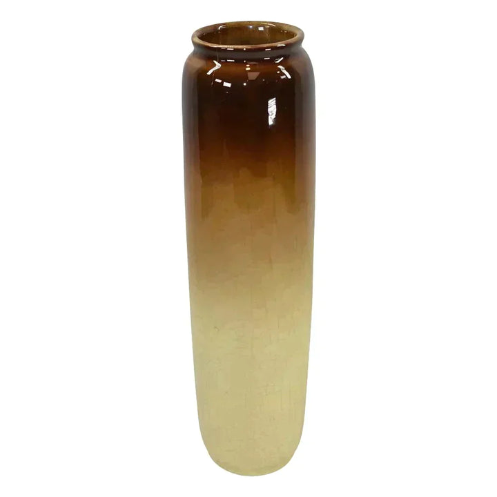 Roseville Rozane Light Vintage 1900s Art Pottery Daffodil Brown Tall Vase - Just Art Pottery