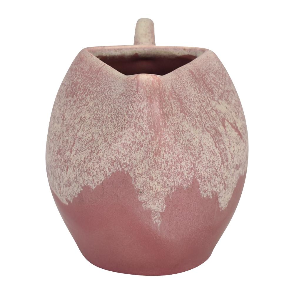 Muncie 1920s Vintage Art Pottery Mottled Matte Ivory Pink Ceramic Creamer 468 - Just Art Pottery