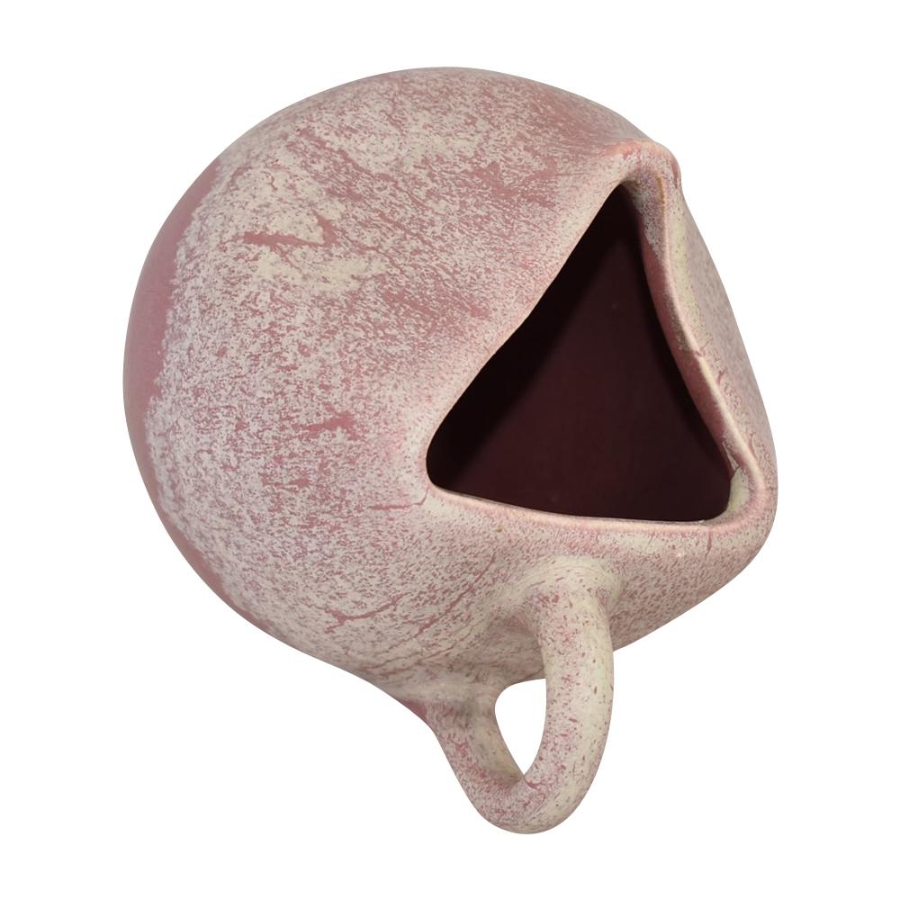 Muncie 1920s Vintage Art Pottery Mottled Matte Ivory Pink Ceramic Creamer 468 - Just Art Pottery