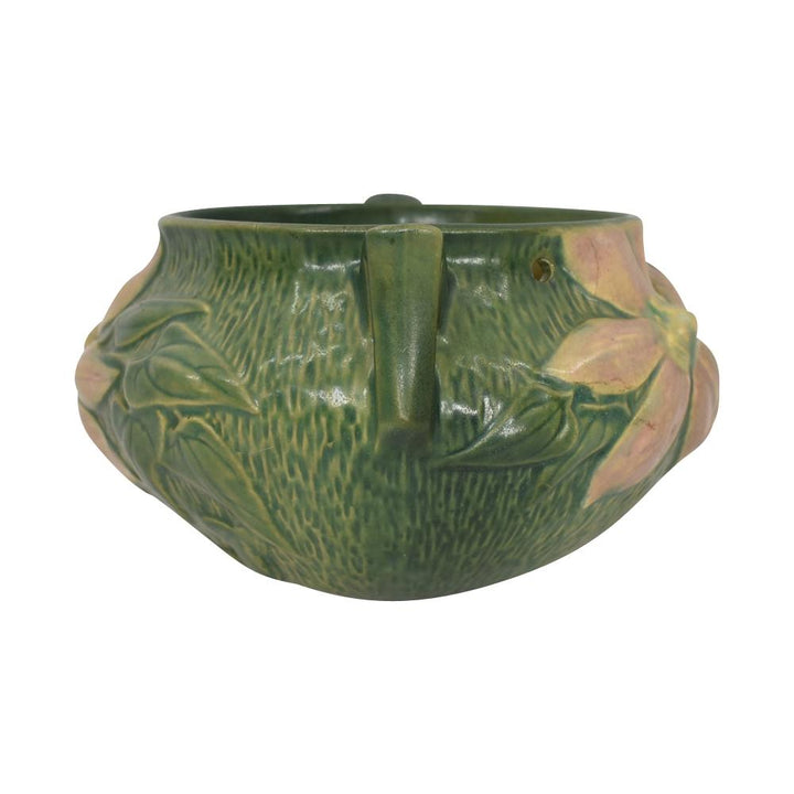 Roseville Clematis Green 1944 Art Pottery Ceramic Hanging Basket Planter 470-5 - Just Art Pottery
