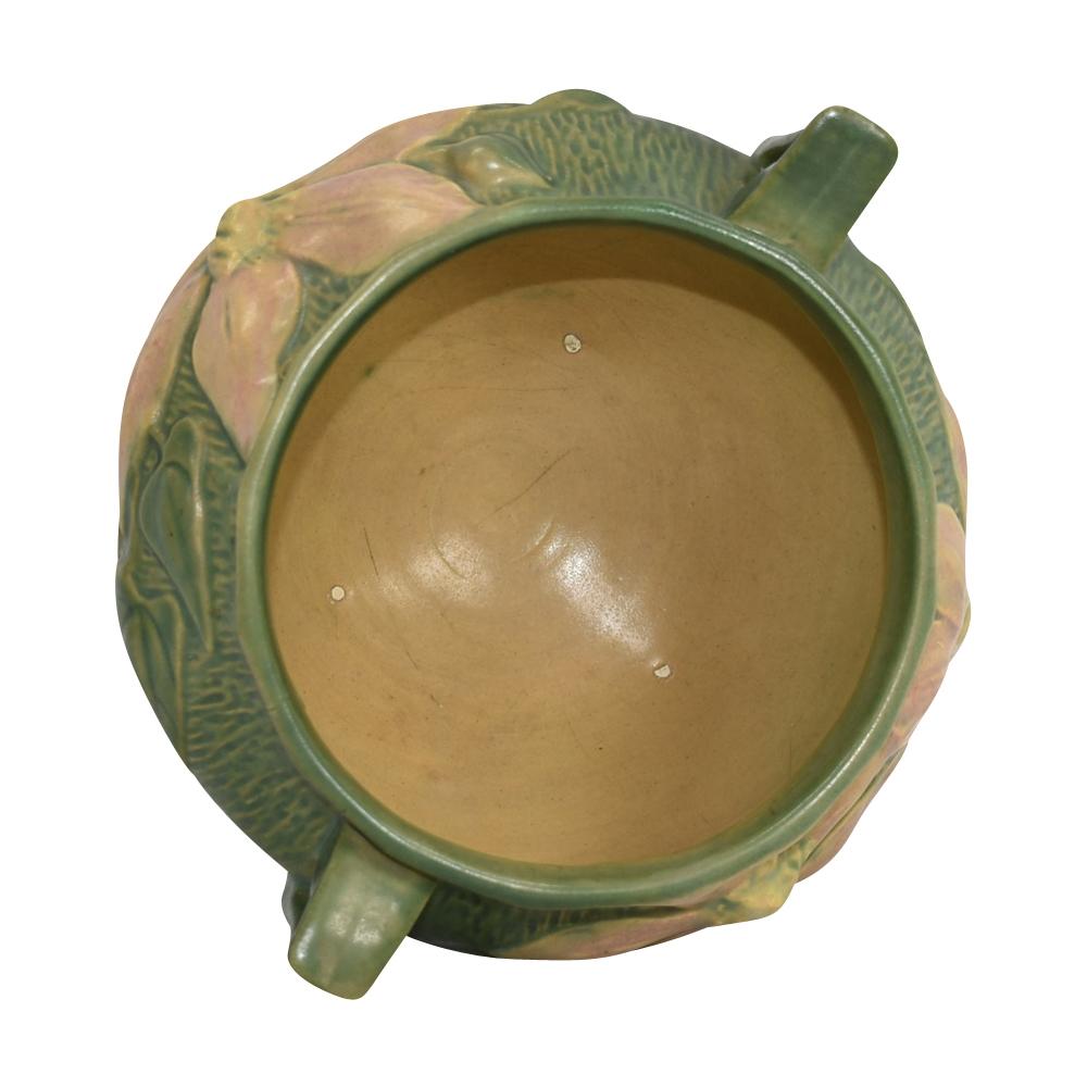 Roseville Clematis Green 1944 Art Pottery Ceramic Hanging Basket Planter 470-5 - Just Art Pottery