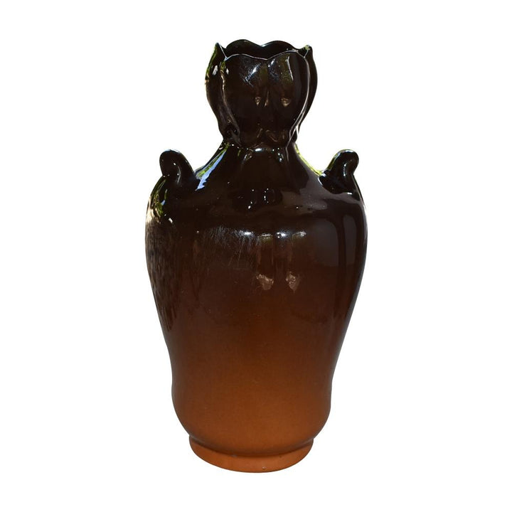 Weller Floretta 1904 Antique Art Pottery Brown Hand Painted Floral Vase 41 - Just Art Pottery