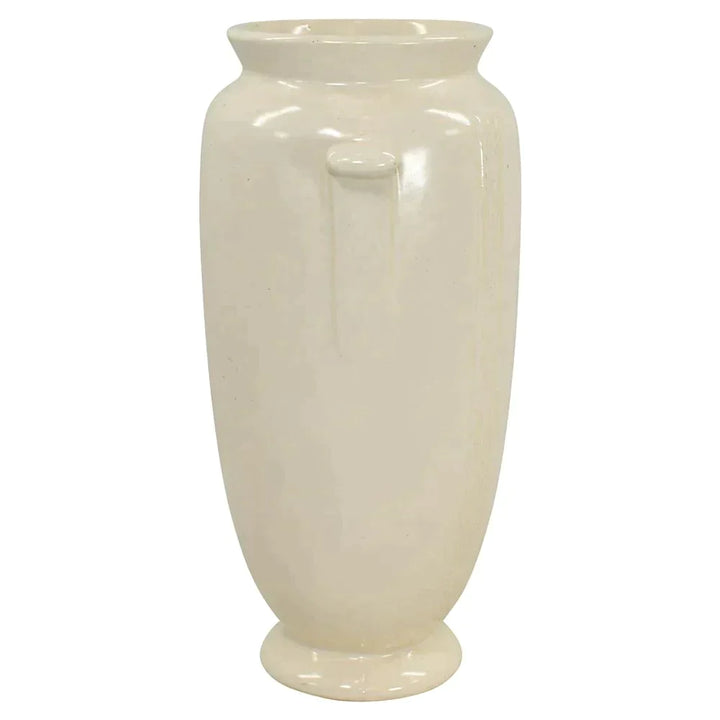 Weller Velva White 1928-33 Vintage Art Deco Pottery Handled Tall Ceramic Vase - Just Art Pottery