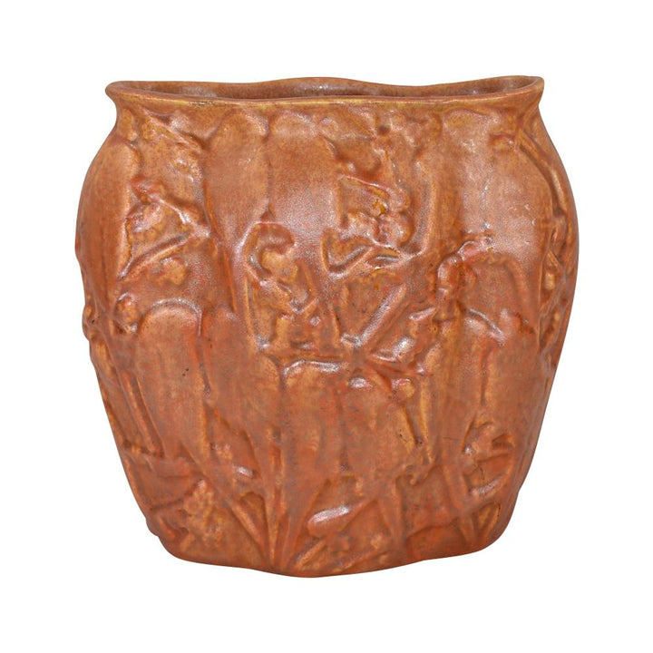 Muncie 1920s Vintage Art Pottery Orange Peel Lovebirds Ceramic Pillow Vase 193 - Just Art Pottery