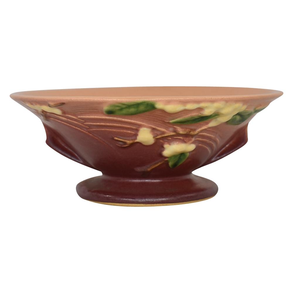 Roseville Snowberry Pink 1947 Vintage Art Pottery Ceramic Pedestal Bowl 1BL2-6 - Just Art Pottery