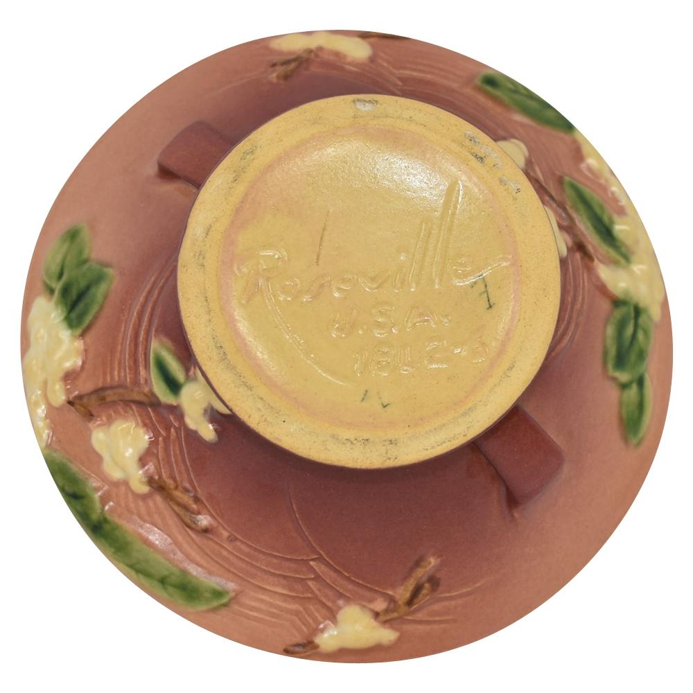 Roseville Snowberry Pink 1947 Vintage Art Pottery Ceramic Pedestal Bowl 1BL2-6 - Just Art Pottery