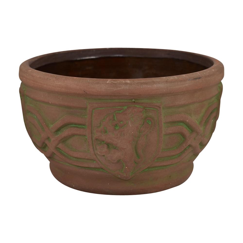 Peters and Reed Moss Aztec Arts And Crafts Pottery Lion Crest Jardiniere Planter - Just Art Pottery