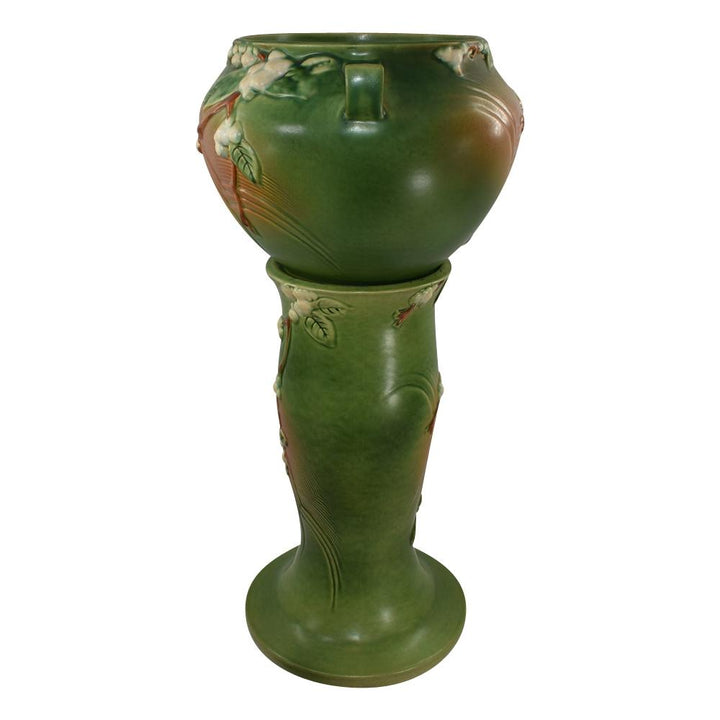 Roseville Snowberry Green 1947 Vintage Art Pottery Jardiniere Pedestal 1J-8