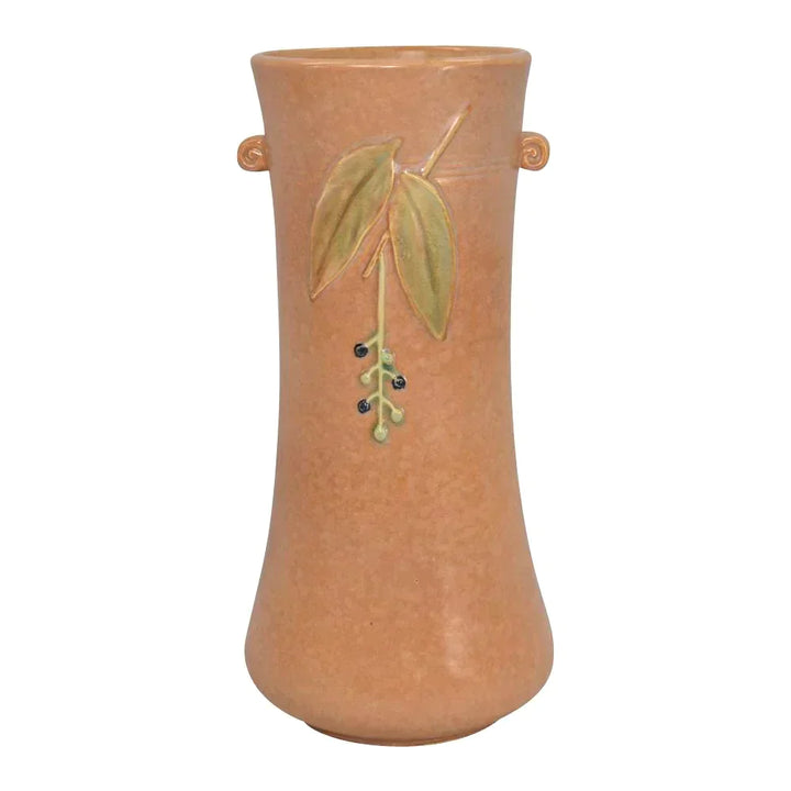 Weller Cornish 1933 Vintage Art Deco Pottery Brown Handled Tall Ceramic Vase - Just Art Pottery
