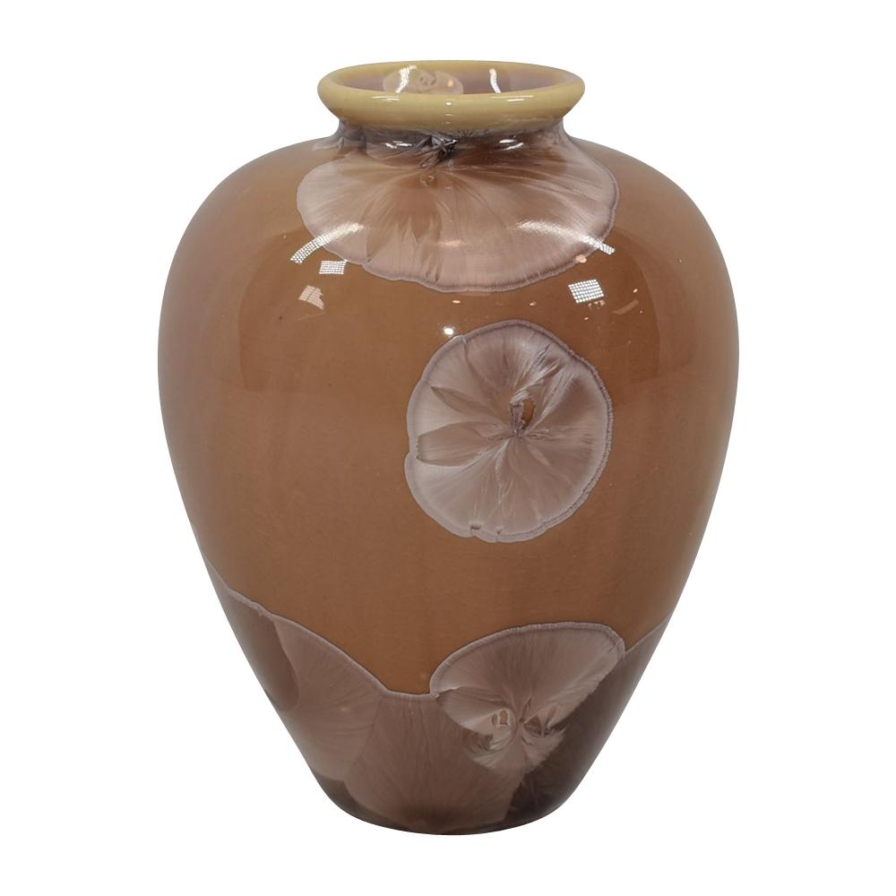 Louise Reding California Studio Art Pottery Hand Crafted Brown Crystalline Vase - Just Art Pottery