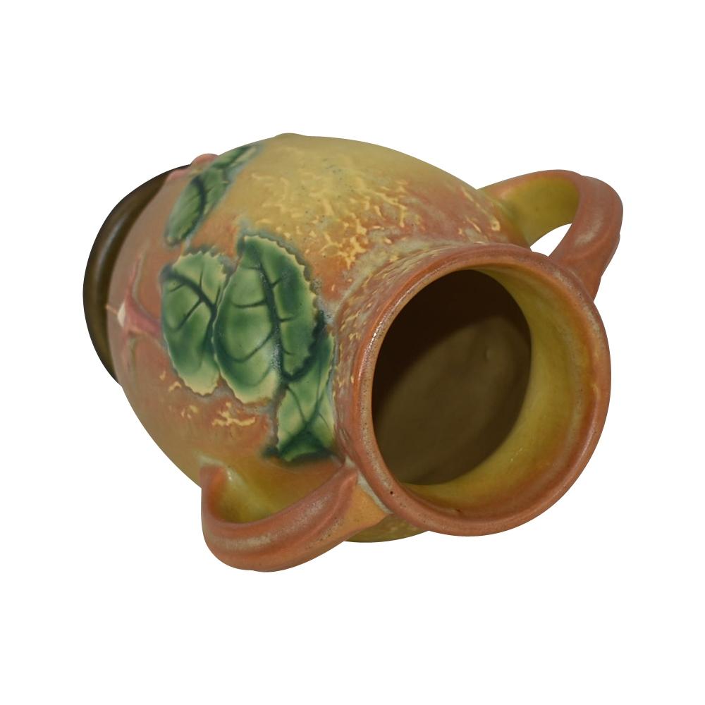 Roseville Fuchsia Brown 1938 Vintage Art Pottery Ceramic Handled Vase 892-6 - Just Art Pottery