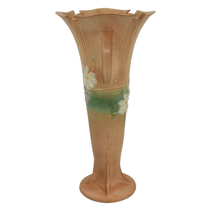 Roseville Cosmos Tan 1939 Vintage Art Pottery Ceramic Vase 958-18 - Just Art Pottery
