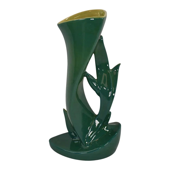 Roseville Mayfair Green 1952 Mid Century Modern Pottery Ceramic Vase 1004-9 - Just Art Pottery