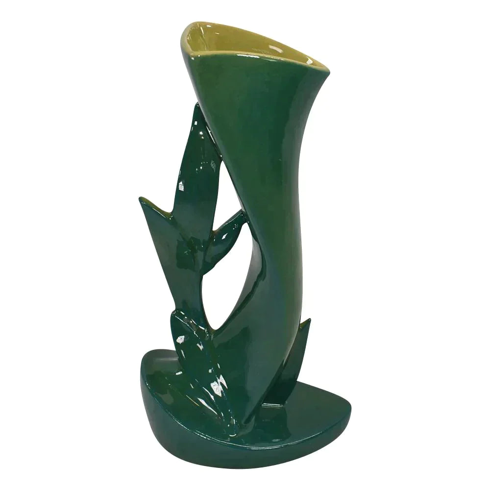 Roseville Mayfair Green 1952 Mid Century Modern Pottery Ceramic Vase 1004-9 - Just Art Pottery