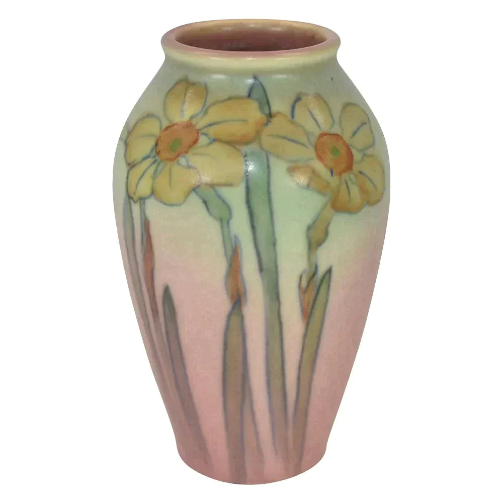 Rookwood 1931 Art Pottery Pink Decorated Matte Jonquil Vase 913F (Shirayamadani) - Just Art Pottery