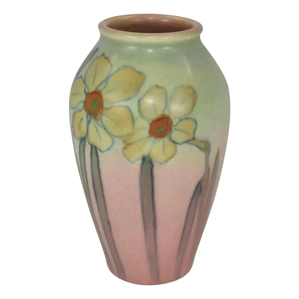 Rookwood 1931 Art Pottery Pink Decorated Matte Jonquil Vase 913F (Shirayamadani) - Just Art Pottery