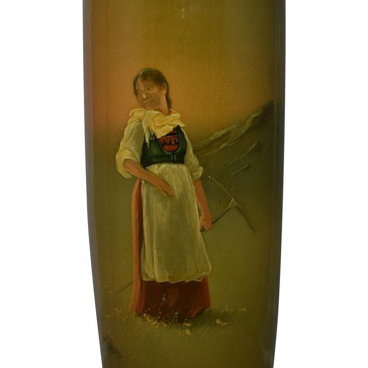Rookwood 1896 Pottery Standard Glaze Scenic Swiss Peasant Maiden Birds Vase 644C - Just Art Pottery