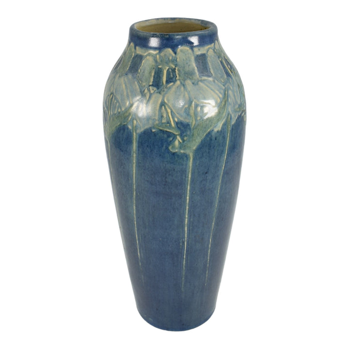 Newcomb College 1910 Vintage Arts and Crafts Pottery Blue Coneflowers Vase Morel - Just Art Pottery