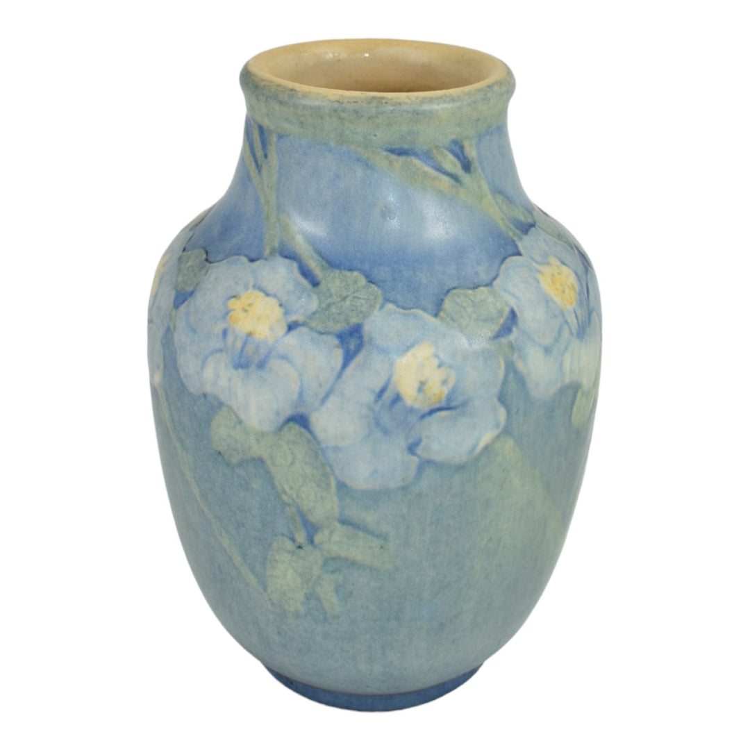 Newcomb College 1914 Arts and Crafts Pottery Floral Blue Ceramic Vase Irvine - Just Art Pottery