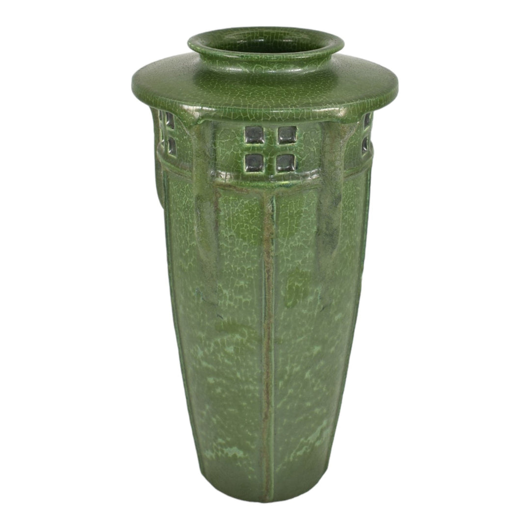 Ephraim Faience 2011 Hand Made Pottery Pasadena Corbel Green Ceramic Vase A31 - Just Art Pottery
