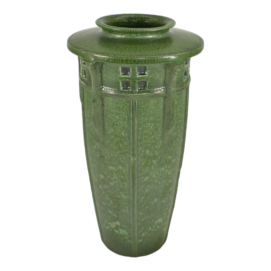 Ephraim Faience 2011 Hand Made Pottery Pasadena Corbel Green Ceramic Vase A31 - Just Art Pottery