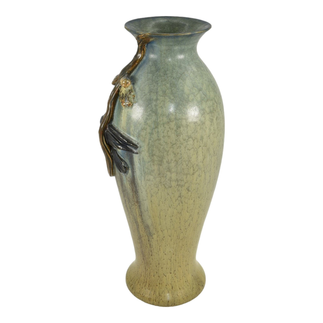 Ephraim Faience 2011 Hand Made Pottery Take Flight Green Ceramic Vase E15 - Just Art Pottery