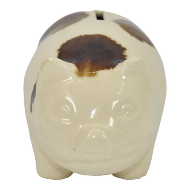 Vintage America Pottery Figural Pig White Ceramic Stoneware Coin Bank - Just Art Pottery