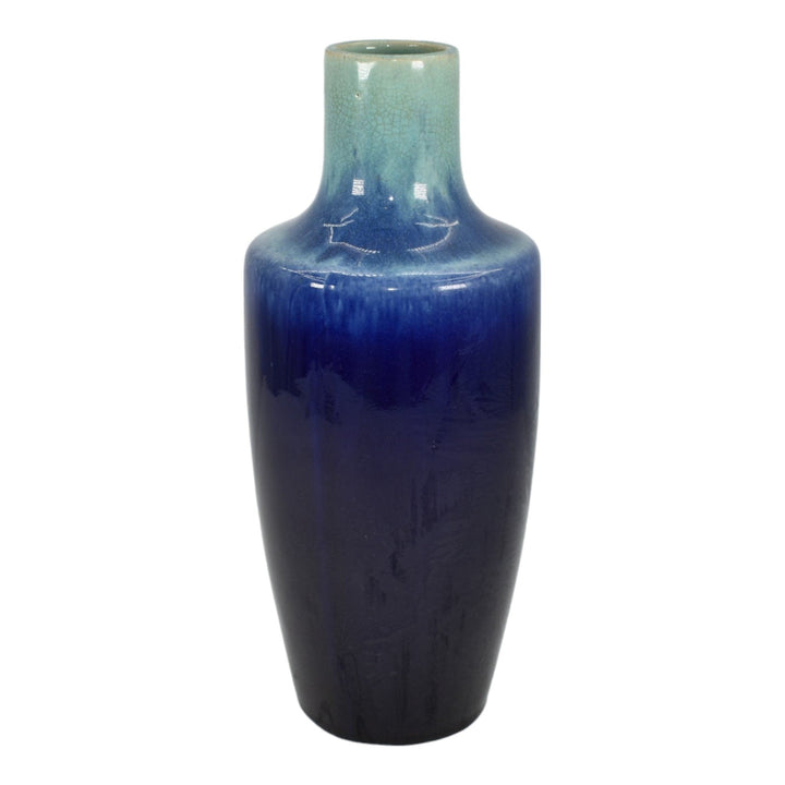 European Vintage Art Deco Pottery Aqua And Blue Ceramic Vase 2107 - Just Art Pottery