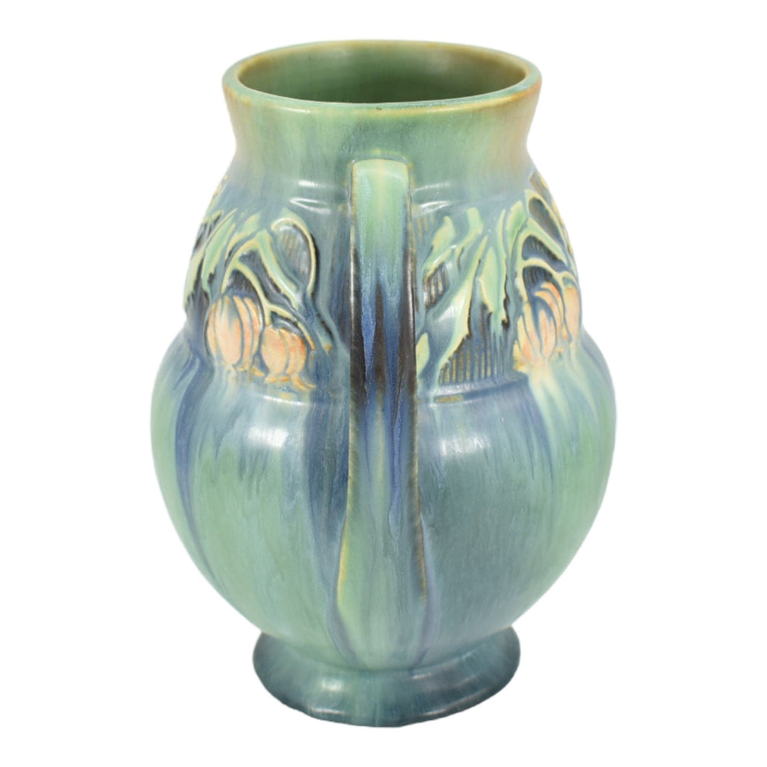 Roseville Baneda Green 1932 Arts And Crafts Pottery Ceramic Flower Vase 596-9 - Just Art Pottery
