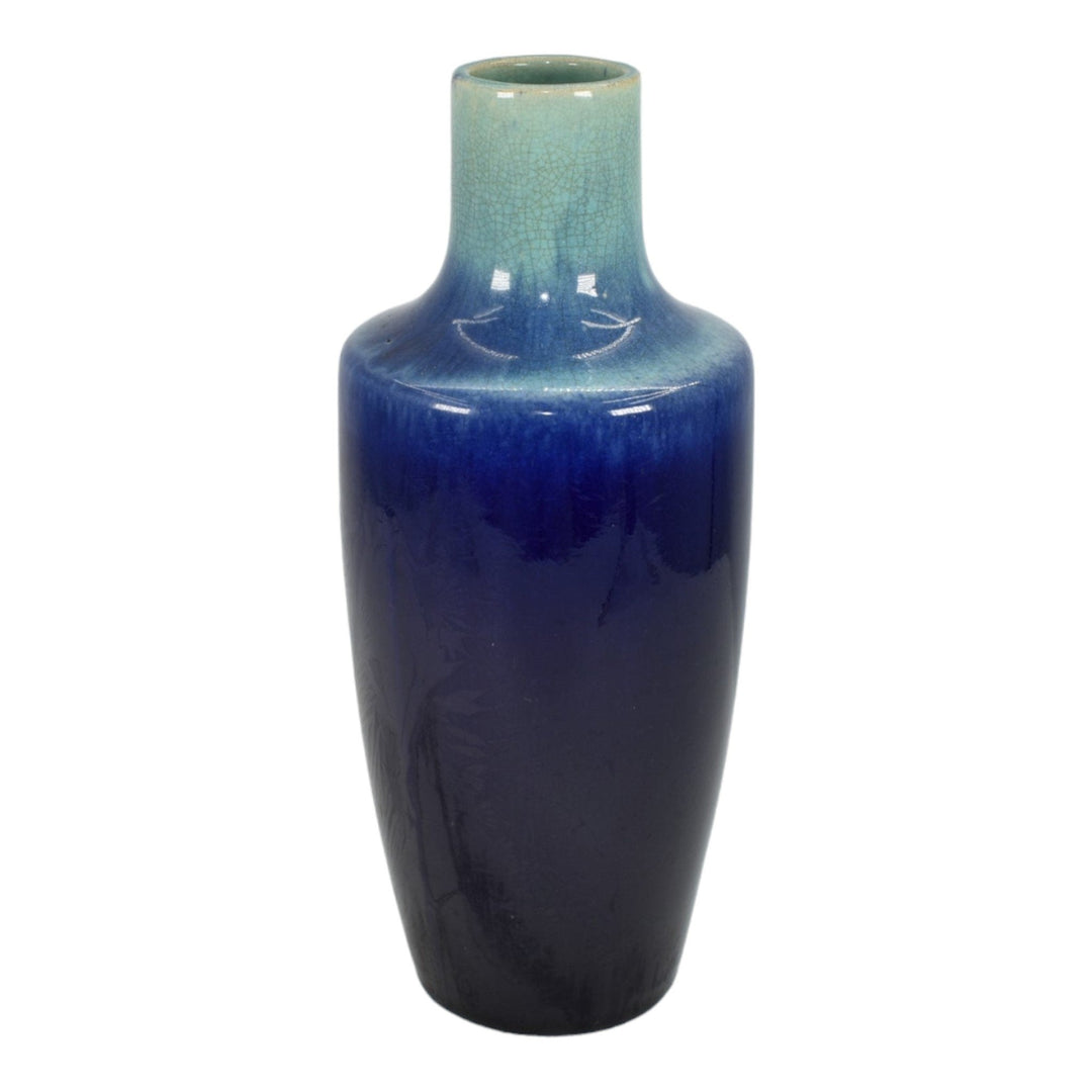 European Vintage Art Deco Pottery Aqua And Blue Ceramic Vase 2107 - Just Art Pottery