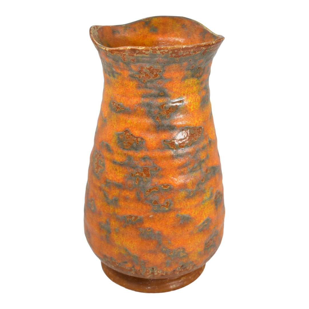 Royal Haeger 1970s Modern Deco Art Pottery Orange Peel Lava Glaze Vase 4207-13 - Just Art Pottery