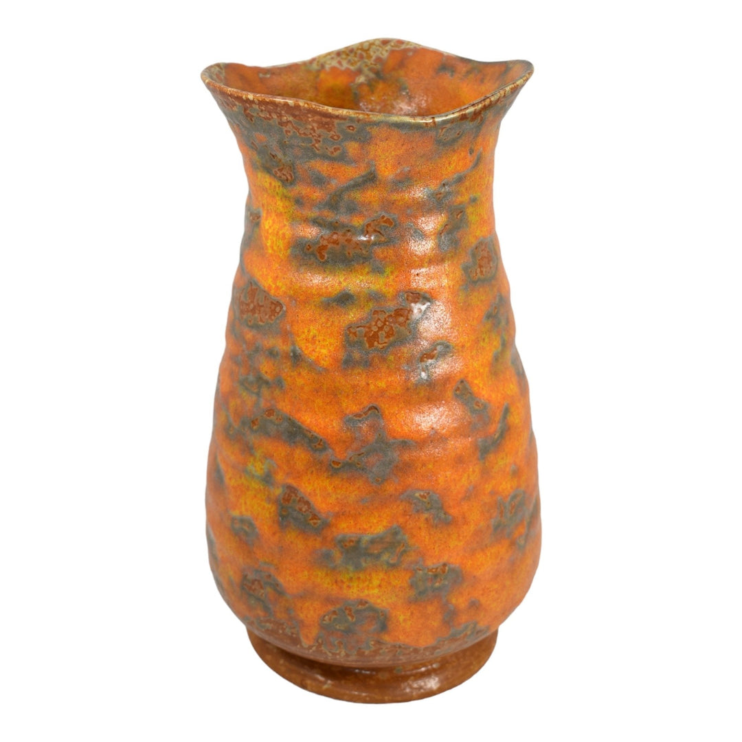 Royal Haeger 1970s Modern Deco Art Pottery Orange Peel Lava Glaze Vase 4207-13 - Just Art Pottery
