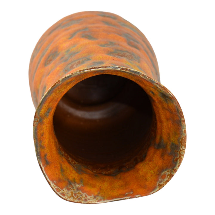 Royal Haeger 1970s Modern Deco Art Pottery Orange Peel Lava Glaze Vase 4207-13 - Just Art Pottery