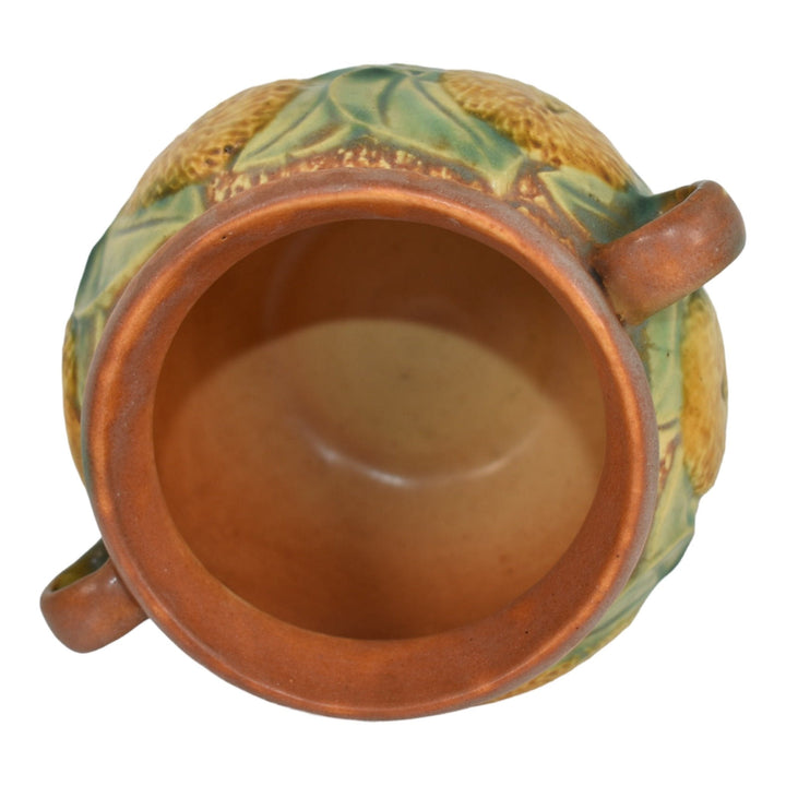 Roseville Sunflower 1930 Vintage Arts And Crafts Pottery Ceramic Planter Vase - Just Art Pottery