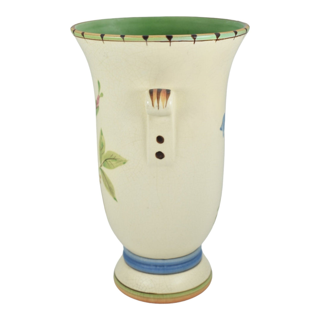 Weller Bonito 1927-33 Vintage Pottery Hand Painted Floral Handled Ceramic Vase - Just Art Pottery