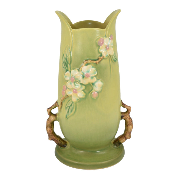 Roseville Apple Blossom Green 1949 Mid Century Modern Art Pottery Vase 389-10 - Just Art Pottery