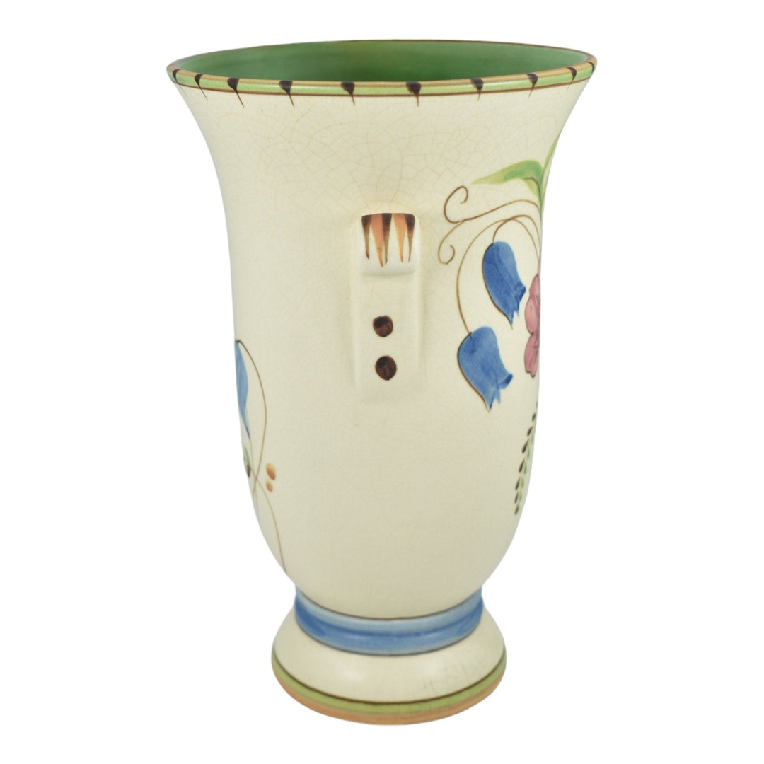 Weller Bonito 1927-33 Vintage Pottery Hand Painted Floral Handled Ceramic Vase - Just Art Pottery