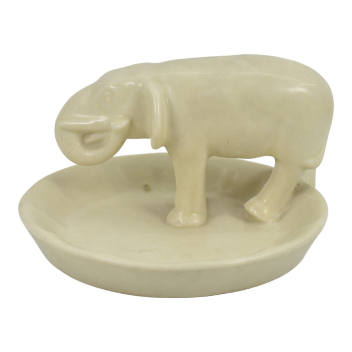 Rookwood 1936 Vintage Art Pottery Matte Ivory Elephant Ceramic Pin Tray 6583 - Just Art Pottery