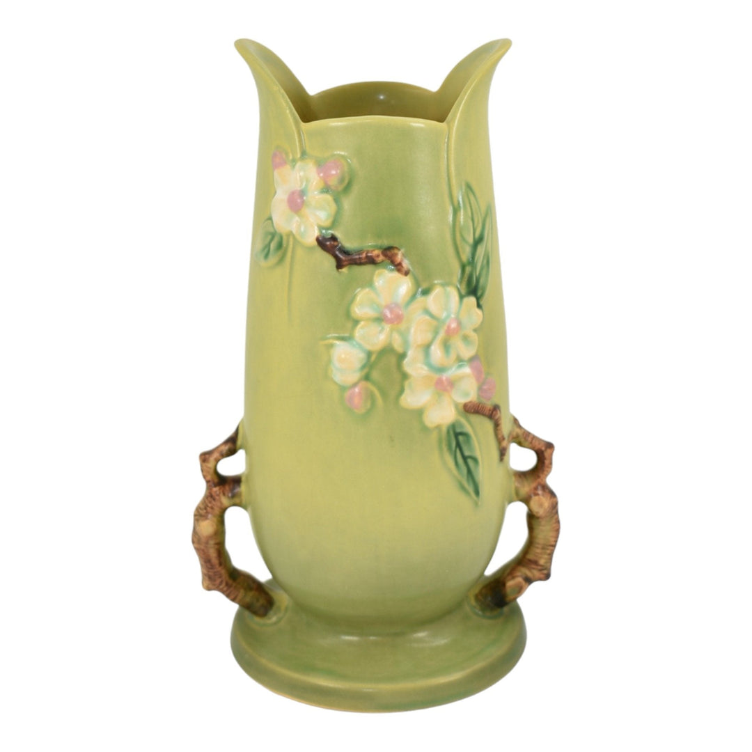 Roseville Apple Blossom Green 1949 Mid Century Modern Art Pottery Vase 389-10 - Just Art Pottery