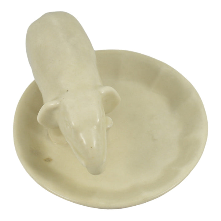 Rookwood 1936 Vintage Art Pottery Matte Ivory Elephant Ceramic Pin Tray 6583 - Just Art Pottery