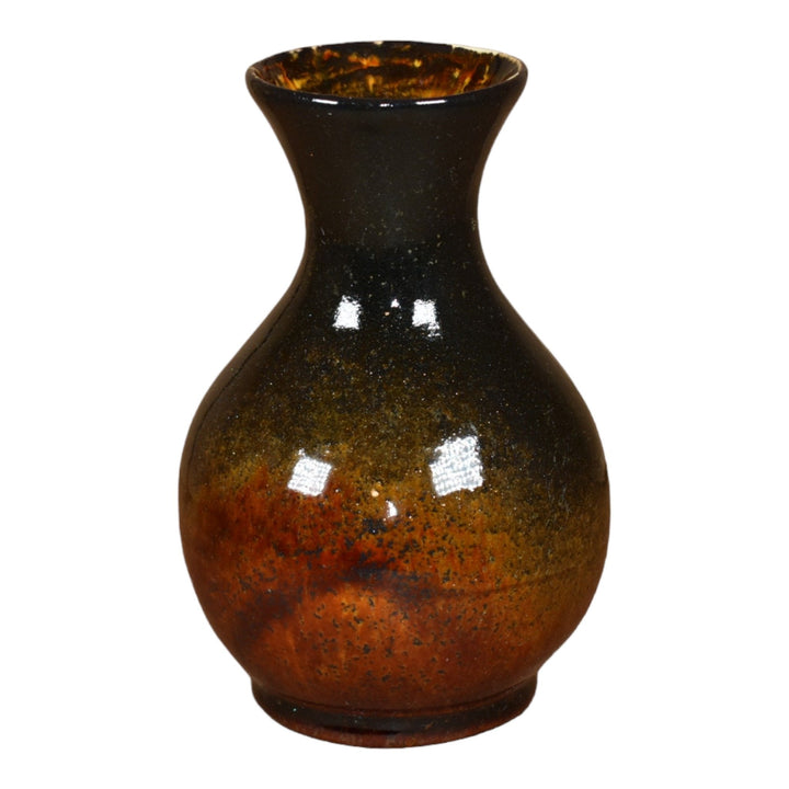 Teco Aventurine Metallic Glaze Vintage Arts And Crafts Pottery Ceramic Vase - Just Art Pottery