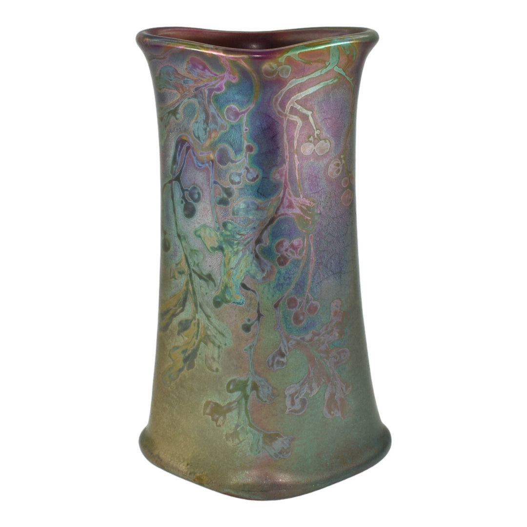 Weller Sicard 1902-07 Art Nouveau Pottery Iridescent Luster Floral Vase - Just Art Pottery