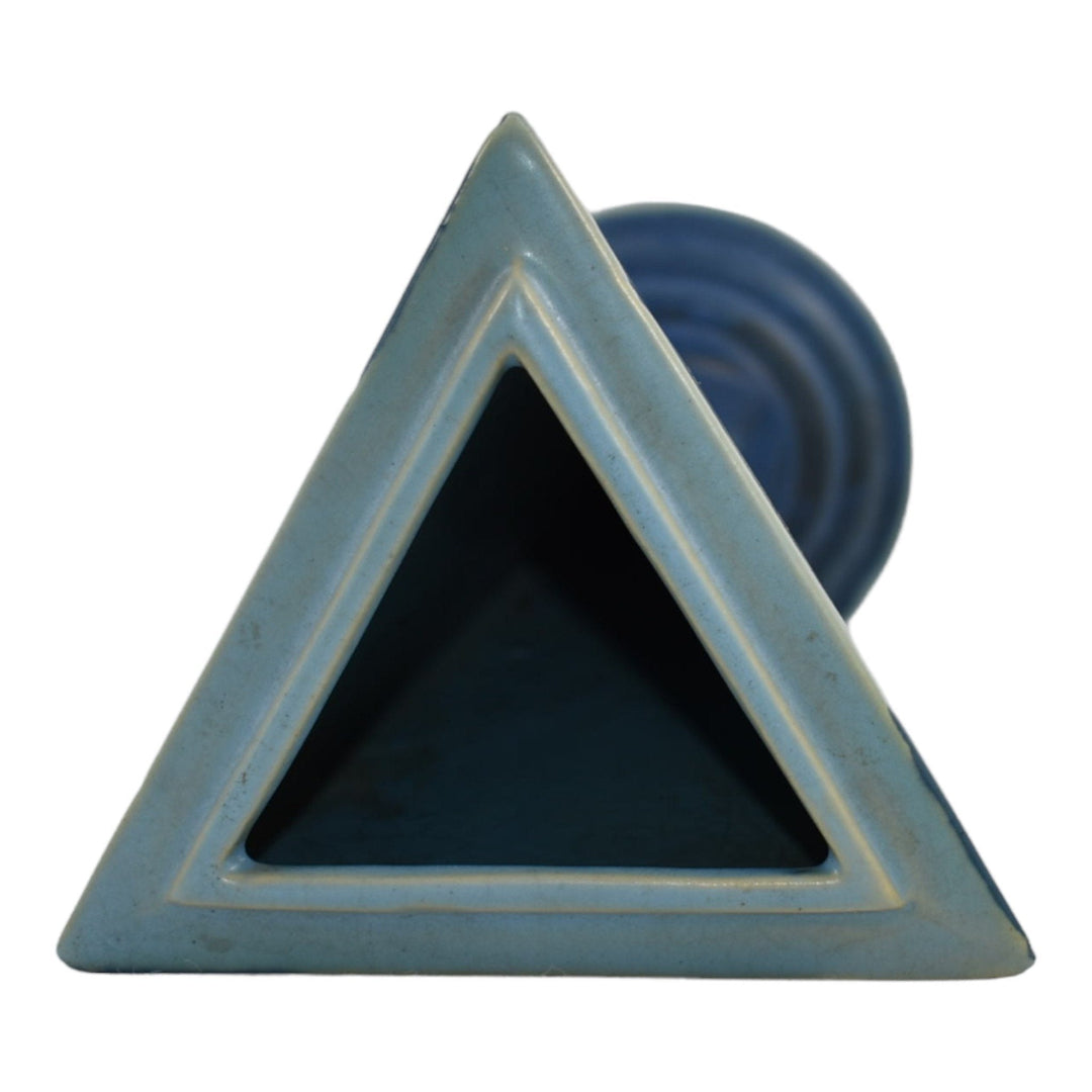 Roseville Futura 1928 Vintage Art Deco Pottery Big Blue Triangle Vase 388-9 - Just Art Pottery