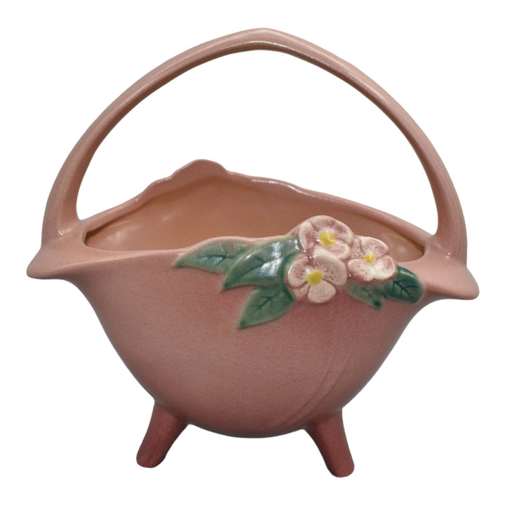 Roseville Mock Orange Pink 1950 Mid Century Modern Pottery Ceramic Basket 909-8 - Just Art Pottery