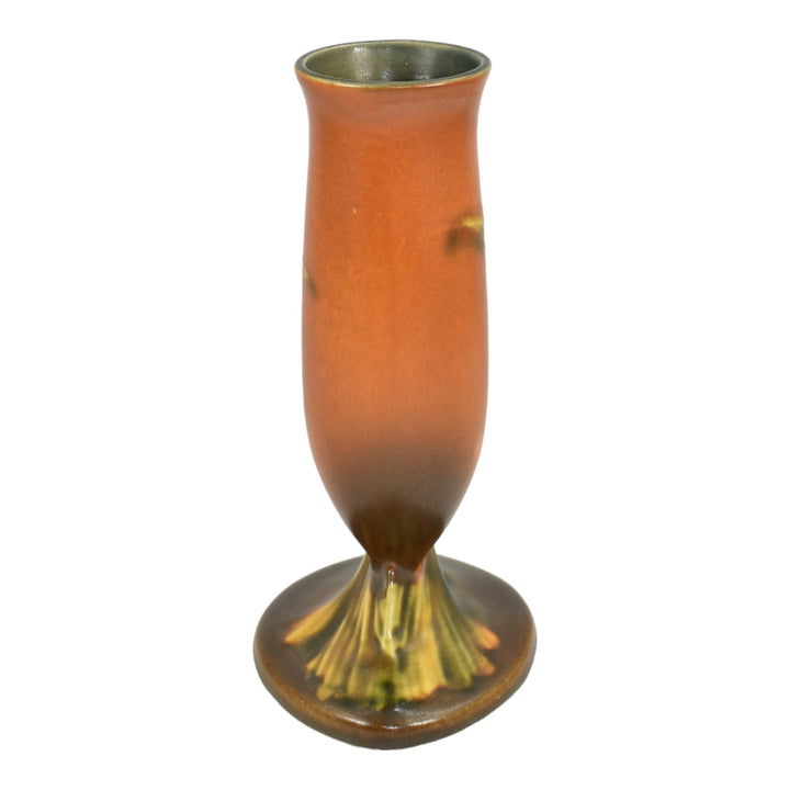 Roseville Pine Cone Brown 1936 Vintage Art Pottery Ceramic Bud Vase 112-7 - Just Art Pottery