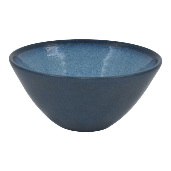 Marblehead Vintage Arts and Crafts Pottery Blue Flaring Rim Ceramic Bowl - Just Art Pottery