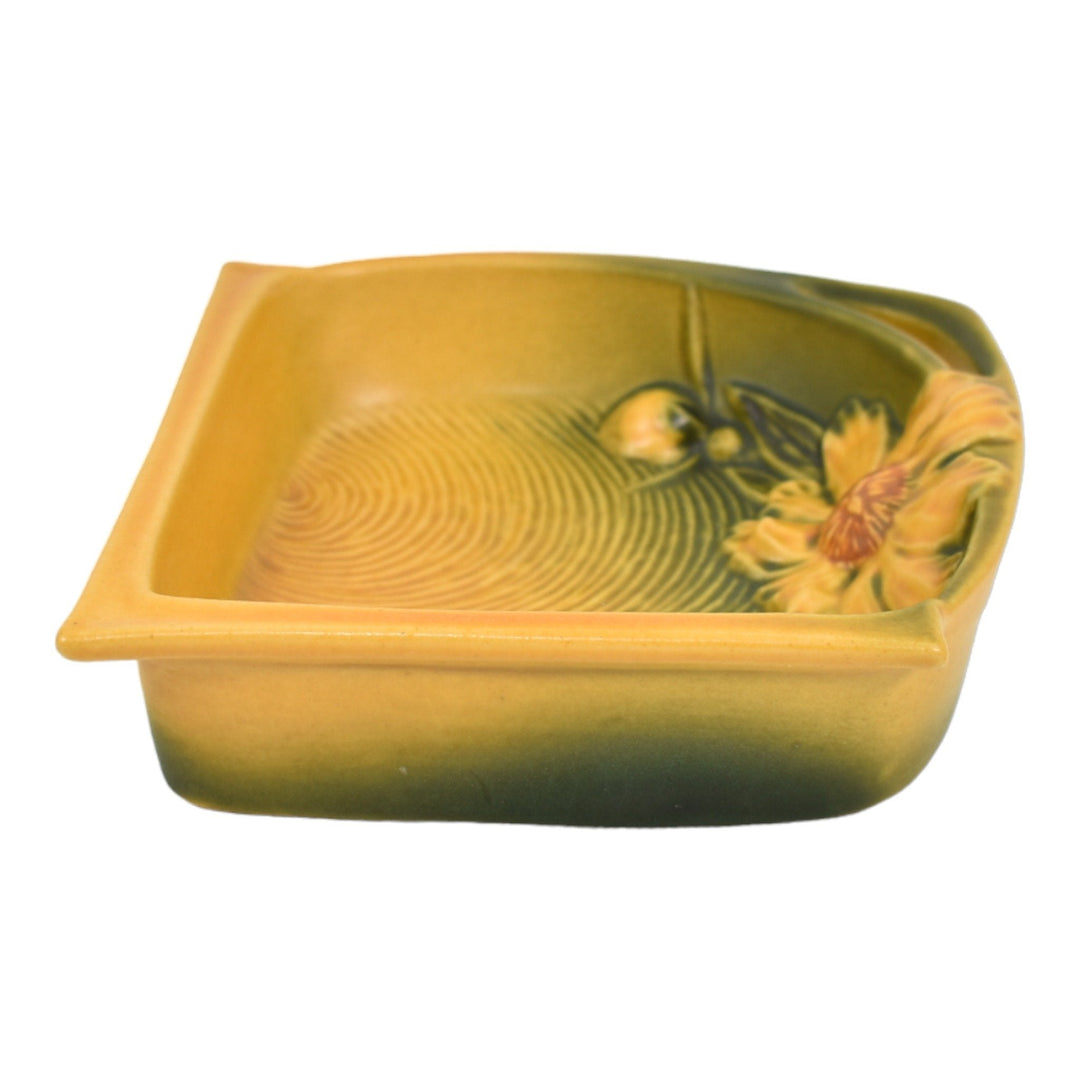 Roseville Peony Yellow 1942 Mid Century Modern Art Pottery Ceramic Tray 434-6 - Just Art Pottery