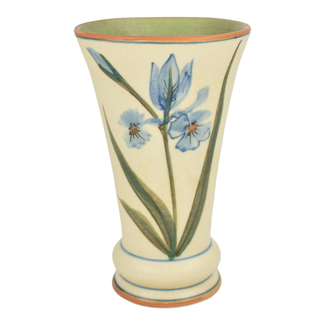 Weller Bonito 1927-33 Pottery Hand Painted Blue Flower Ceramic Vase Walch - Just Art Pottery