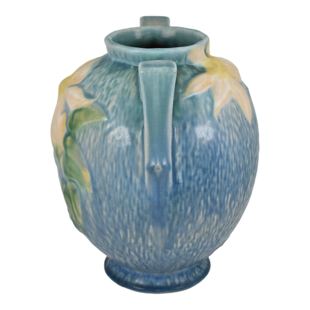 Roseville Clematis Blue1944 Vintage Art Pottery Ceramic Flower Vase 107-8 - Just Art Pottery