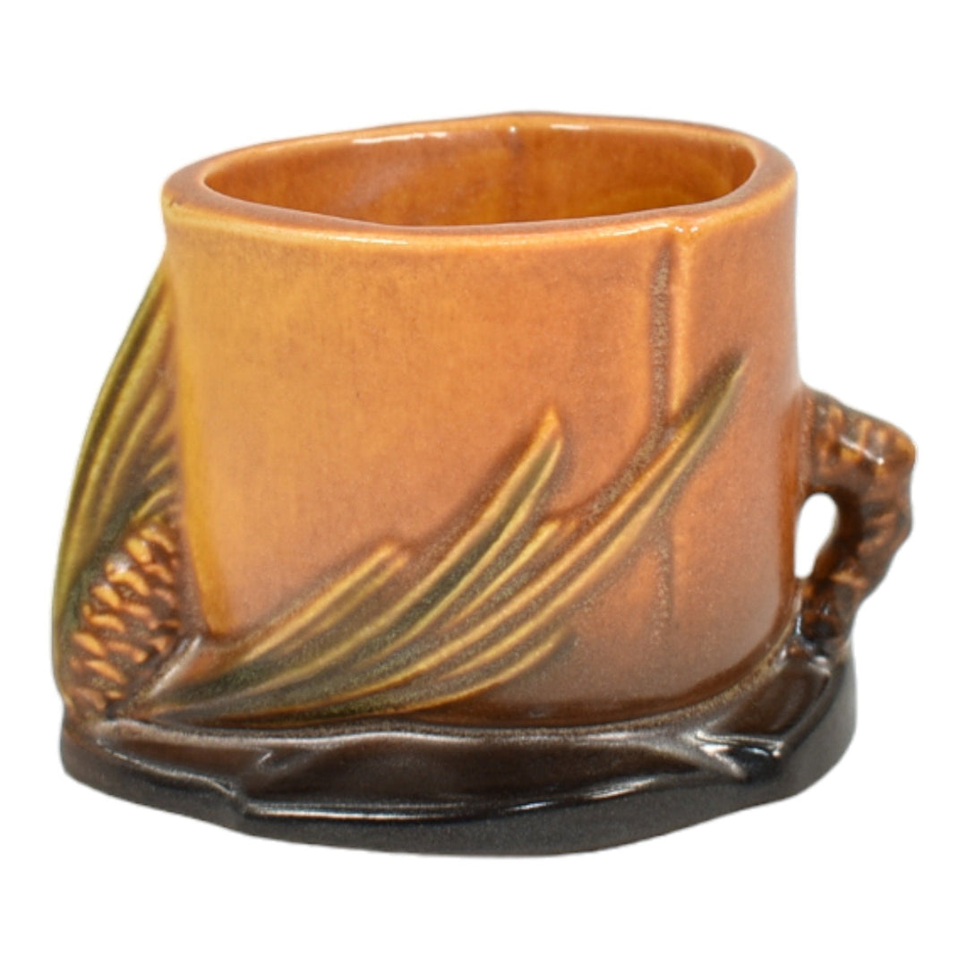 Roseville Pine Cone Brown 1953 Vintage Art Pottery Match Stick Holder 498 - Just Art Pottery